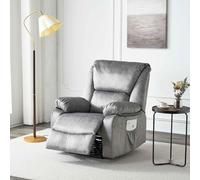 DUPI Sillón Relax Eléctrico Masaje Chicago, Sillón Masaje,con Calor Lumbar, reclinable,Microfibra (New Gris Magia)