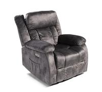 DUPI Sillón Relax Eléctrico Reclinable INNOVA | Reposacabezas Ajustable | Control Lateral y USB | Tela Microfibra Transpirable | Fácil Montaje | Negro Magia