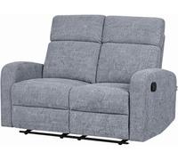 DUPI Sillón Sofá Soft Relax Reclinable | Palanca Manual para reclinar Respaldo y reposapiés | Espuma HR Alta Resiliencia | Gris | 2 Plazas