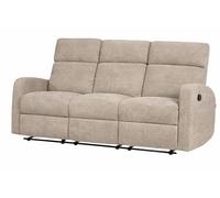 DUPI Sillón Sofá Soft Relax Reclinable | Palanca Manual para reclinar Respaldo y reposapiés | Espuma HR Alta Resiliencia | Beige | 3 Plazas