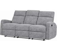 DUPI Sillón Sofá Soft Relax Reclinable | Palanca Manual para reclinar Respaldo y reposapiés | Espuma HR Alta Resiliencia | Gris | 3 Plazas