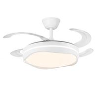 DUPI Ventilador de Techo con Luz COSMOS ABSTRACT LED, Motor DC Silencioso, Función Verano e Invierno, 6 Velocidades, Programable, Aspas Retráctiles, Mando a Distancia, Ø 50 cm, Blanco