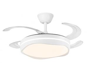 DUPI Ventilador de Techo con Luz COSMOS ABSTRACT LED, Motor DC Silencioso, Función Verano e Invierno, 6 Velocidades, Programable, Aspas Retráctiles, Mando a Distancia, Ø 50 cm, Blanco