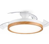 Dupi ventilador de techo con luz power air led | motor dc silencioso | 6 velocidades | aspas retráctiles | mando a distancia | ø 50 cm | madera