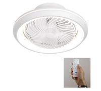 DUPI Ventilador Plafon de Techo con Luz Led GIRATORIO, Amplia cobertura de aire gracias a su función oscilante 360º. 6 Velocidades, color led regulable 3000K-4000K-6500K. Mando a distancia (Blanco)
