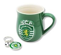 Dupla Juego de taza y llavero con licencia oficial del Sporting CP en caja de regalo, taza verde y llavero con logotipo