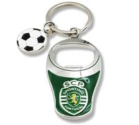Dupla Sporting CP - Llavero de metal con abrebotellas de balón de fútbol, plateado, 1.5"