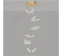 Duplex Building Pendant Lighting Living Room Red Butterfly Art Lamp Decorative Home Decor Loft, LED Chandelier