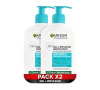 Garnier Pure Active Pack x2 Gel limpiador Purificante con Ácido Hialurónico, Ceramida y Arcilla, Elimina Impurezas, Grasa y Maquillaje, 2 x 250ml