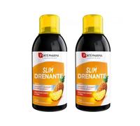 Duplo Slim drenante: complemento alimenticio que asocia reina de los prados, hibiscos, rabillo de cereza, té verde y CactineaTM. El fitotrío de guayaba, alga aosa y genseng. Sabor Piña.