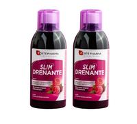 Duplo Slim drenante complemento alimenticio que asocia reina de los prados, hibiscos, rabillo de cereza, té verde y CactineaTM. Fitotrío de guayaba, alga aosa y genseng. Sabor frambuesa