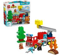 LEGO Duplo Camión de Bomberos con Manguera y Bomberos - Juego Educativo para la Motricidad Fina - Camión Rojo de Juguete y Ardilla - Regalo de Cumpleaños para Niños y Niñas de 2+ Años - 10473