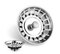 Dupoem - Cesta para fregadero de cocina, 1 unidad, colador de fregadero de acero inoxidable de 80 mm, filtro antiobstrucción con junta de goma, compatible con tapones de fregadero IKEA Atlant y DOMSJÖ