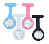 Dupoem Juego de 4 Relojes de Enfermera con Imperdible de Silicona, Ideal para Enfermeras, Personal Médico y Profesionales de la Salud (Blanco, Negro, Rosa, Azul Claro)