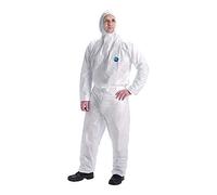 DuPont Tyvek 400 Dual | Ropa de Protección Química, Categoría III, tipo 5 y 6 | Tyvek en la parte frontal | Un Panel Posterior de SMS | Blanco | Talla L