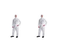 DuPont Tyvek 400 Dual | Ropa de Protección Química, Categoría III, tipo 5 y 6 | Tyvek en la parte frontal | Un Panel Posterior de SMS | Blanco | Talla XL
