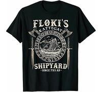DuPu Flokis Shipyard Kattegat Viking Ship and Sword T-Shirts Cotton Trend Black(Medium)