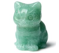 DUQGUHO Decoración de gato, aventurina verde, estatua de cristal de gato de la suerte, bonita estatua de gato para decoración de habitación, escritorio, cristales, amantes de los gatos, hombres y