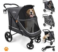 DUQUE - Cochecito para perros Champ - XL Buggy espacioso para perros grandes, plegable, incluye cubierta de lluvia, soporte para bebidas