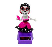 Duqulle Decoración de coche esqueleto | Decoración gótica de calavera para, figura de Halloween que se mueve con energía solar para el interior del vehículo y el espacio vital