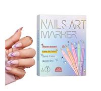 Duqulle Rotuladores De Esmalte De Uñas,12 Colores De Secado Rápido Herramienta De Diseño Para Manicura,0.5mm Marcadores De Gel Impermeables Para Manicura - Para Mujeres Y Niñas Pintar Dibujar Y
