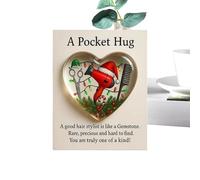 Duqulle Un abrazo de bolsillo para peluquería, mini herramientas de peluquería, tarjeta de felicitación en forma de corazón con mensaje inspirador, tarjetas de felicitación, gracias por tu peluquero