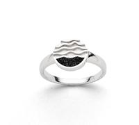 DUR - Anillo ondas de playa con auténtica arena de lava - Plata de ley 925 rodiada - Diseño marítimo - Ancho aprox. 11 mm, talla 54 R5979.54, Breite: 11 mm, Plata 925, arena de lava, Sin piedras