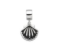 DUR Charm MUSCHEL de arena de lava, plata 925/- rodiada (F317), 1,8x1,2 cm, Plata de ley, No es una piedra preciosa