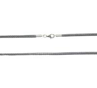 DUR Collar grueso de plata de ley 925 y algodón gris, longitud 60 cm, K2127.60, 60 cm, Plata esterlina, No es una piedra preciosa