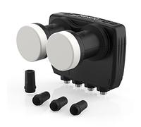 DUR-line 6° Monoblock Quad LNB - Astra 19,2°E + Hotbird 13°E - 4 participantes y 2 satélites (MB6-QS) - Doble LNC con DiSEqC integrado - Full HD, 4K, 8K, 3D - Resistente a la intemperie + blindaje de