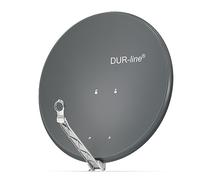 DUR-line Select - Parábola satélite (80 cm/Reflector satélite de Aluminio [3 Pruebas Muy Bien* ] / Antracita con Soporte LNB/Resistente a tormentas y fácil de Instalar/Inoxidable