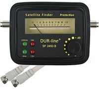 DUR-line® SF 2450 B - Detector de satélite con funda protectora de goma para un ajuste preciso de su antena digital de satélite - Alta sensibilidad - Incluye cable F e instrucciones (idioma español no