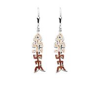 DUR Pendientes de espina de pescado del mar Báltico, arena de playa/ámbar, plata 925/- rodiada (O5473), Höhe: 33 mm, Breite: 7,8 mm, Plata, No es una piedra preciosa