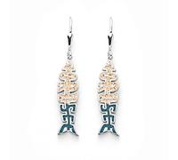 DUR Pendientes de espina de pescado NORDSEE arena de playa/arena de piedra (cianita), plata 925/- rodiada (O5476), Höhe: 42 mm, Breite: 7mm, Plata, No es una piedra preciosa
