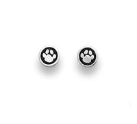 DUR Pendientes Lucky Dog de plata de ley y arena de lava en color plateado y negro, tamaño: 8 mm, O4836, 8mm, Plata, No es una piedra preciosa