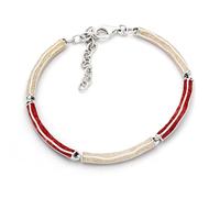DUR - Pulsera para mujer con arena de playa y coral - Plata 925 rodiada - Hecho a mano - 16,5 cm + 4 cm de extensión - Joyería elegante A1843, Länge: 200 mm, Breite: 4mm, Coral, plata 925, arena de
