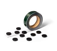 Durable 171702 Cinta magnética (autoadhesiva, 3,5 cm x 500 cm) cinta blanca con lámina protectora negra, incluye 10 imanes