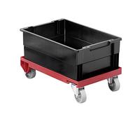 Durable 1809693180 180 Carro de almacenamiento, rojo, con 4 ruedas, transporte de cajas pesadas/apilables - 400 x 60 x 600 mm