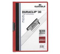 Durable 220003 Carpeta Duraclip dossier pinza lateral (para 1-30 hojas A4), 25 piezas, rojo