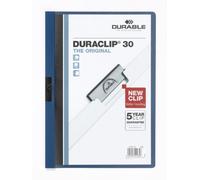 Durable 222707 Duraclip (original 30, lámina dura, hasta 30 hojas A4, bolsa de 5 piezas) azul oscuro