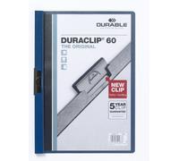 Durable 223807 Carpeta con pinzas Duraclip (original 60, lámina dura, hasta 60 hojas A4, bolsa de 5 piezas) azul oscuro