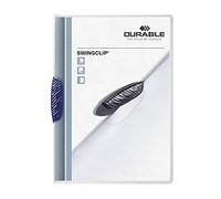 Durable 226007 Carpeta con clip Swingclip, hecha de PP, hasta 30 hojas A4, clip azul oscuro, paquete de 25
