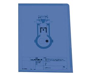 Durable 233906 Funda transparente, DIN A4 vertical, película rígida 150 µ, caja de 50 piezas, azul