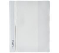 Durable 257902 Carpeta de fástener con cubierta transparente y tapa posterior de color Duraplus para A4, blanco, paquete de 25