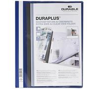 Durable 257907 Carpeta de fástener con cubierta transparente y tapa posterior de color Duraplus para A4, azul oscuro, paquete de 25