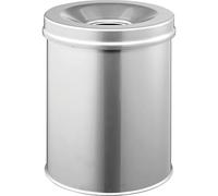Durable 330523 Papelera metálica con cenicero redonda de 15 litros, plata