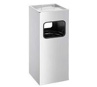 Durable 333123 Papelera de metal con cenicero cuadrada, plata