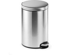 DURABLE Cubo de pedal 340123 – acero inox redondo, 12 L, bajada automática, cubo interior extraíble