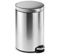 DURABLE Cubo de pedal 340123 – acero inox redondo, 12 L, bajada automática, cubo interior extraíble