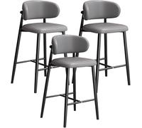 Durable 3Piece Bar Stool Set con Backrest & Footrest MultiScenario Use 75cm Altura Elegante Diseño Gris Oscuro para Cocina Comedor o Home Bar